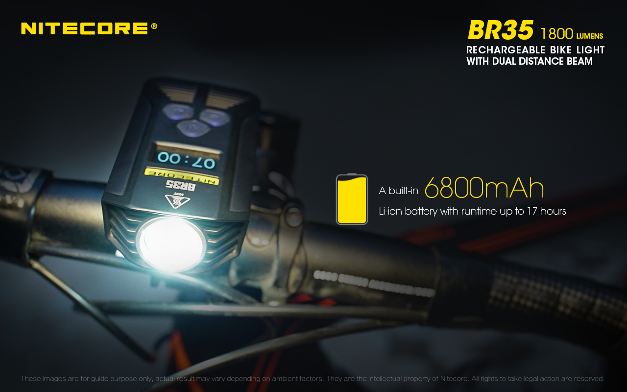  Nitecore  Lampu  Sepeda  LED Cree XM L2 U2 1800 Lumens BR35 